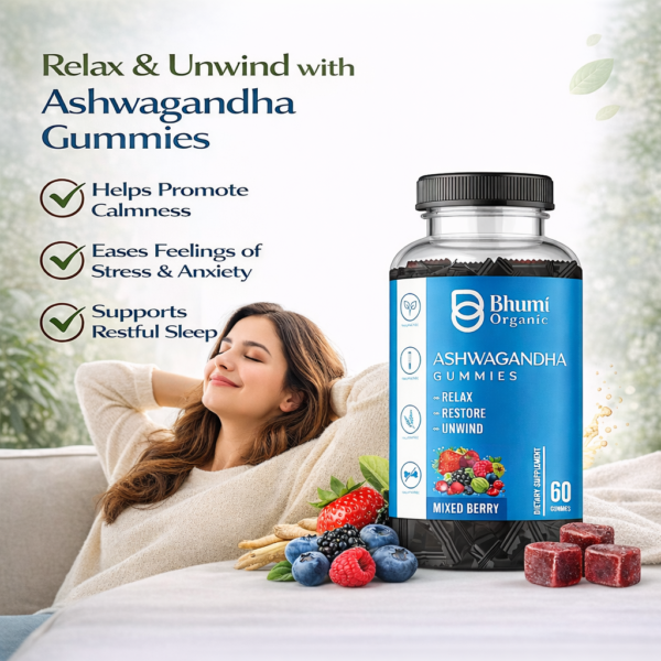 Ashwagandha Gummies | Vegan, Gluten-Free Stress Relief | Mixed Berry | 60 Count