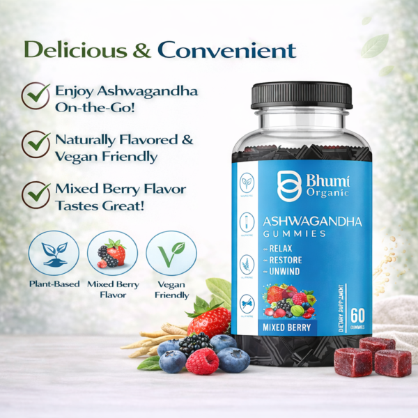 Ashwagandha Gummies | Vegan, Gluten-Free Stress Relief | Mixed Berry | 60 Count