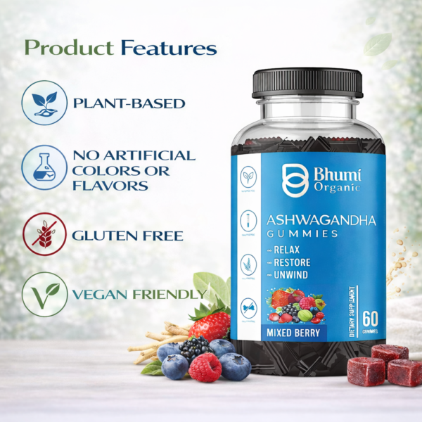 Ashwagandha Gummies | Vegan, Gluten-Free Stress Relief | Mixed Berry | 60 Count