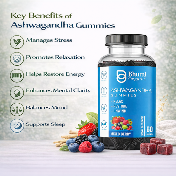 Ashwagandha Gummies | Vegan, Gluten-Free Stress Relief | Mixed Berry | 60 Count