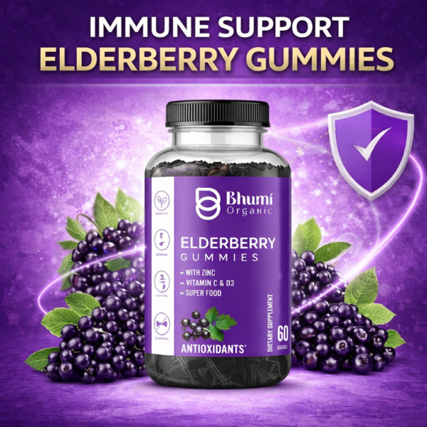 Elderberry Gummies | Immune Support with Zinc, Vitamin C & D3 | 60 Vegetarian Gummies