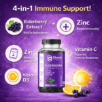Elderberry Gummies | Immune Support with Zinc, Vitamin C & D3 | 60 Vegetarian Gummies