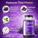 Elderberry Gummies | Immune Support with Zinc, Vitamin C & D3 | 60 Vegetarian Gummies
