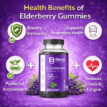 Elderberry Gummies | Immune Support with Zinc, Vitamin C & D3 | 60 Vegetarian Gummies
