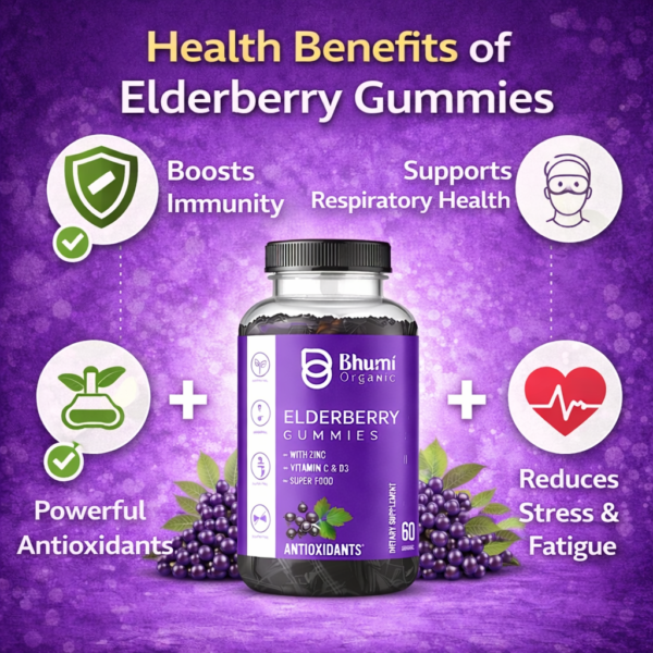 Elderberry Gummies | Immune Support with Zinc, Vitamin C & D3 | 60 Vegetarian Gummies