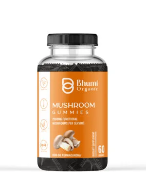 Bhumi Organic Mushroom Gummies, 2500mg Functional Mushrooms, 60 Gummies, Sugar-Free