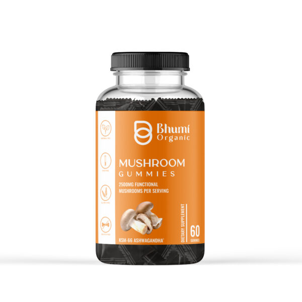 Bhumi Organic Mushroom Gummies, 2500mg Functional Mushrooms, 60 Gummies, Sugar-Free