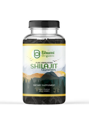Bhumi Organic Pure Himalayan Shilajit Gummies, 60 Count, Dietary Supplement with Fulvic Acid and Ashwagandha