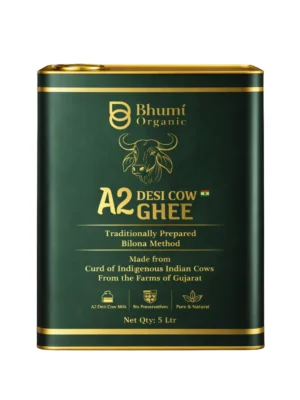 Desi Cow A2 Bilona Ghee Made from Curd | 5 LTR (TIN PACK) | Traditional Wooden Churned