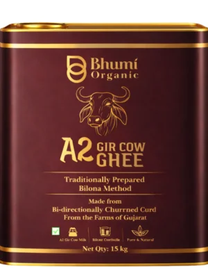 Bhumi Organic A2 Gir Cow Bilona Ghee | Traditional Wooden Churned (15 KG)(TIN PACK)