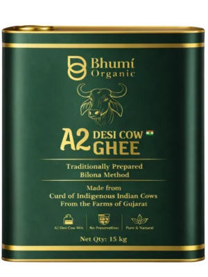 Desi Cow A2 Bilona Ghee Made from Curd | 15 KG (TIN PACK) | Traditional Wooden Churned