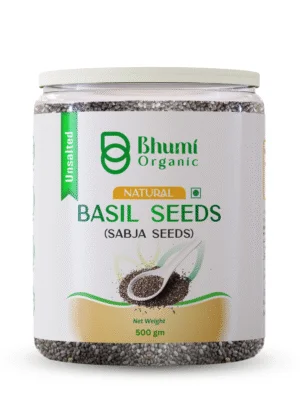 Bhumi Organic Basil Seeds 500g - Sabja Seeds | Beat the Summer Heat | High Fibre and Omega 3 | Seeds for Eating