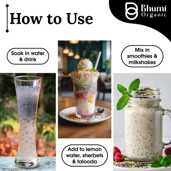 Bhumi Organic Basil Seeds 500g - Sabja Seeds | Beat the Summer Heat | High Fibre and Omega 3 | Seeds for Eating