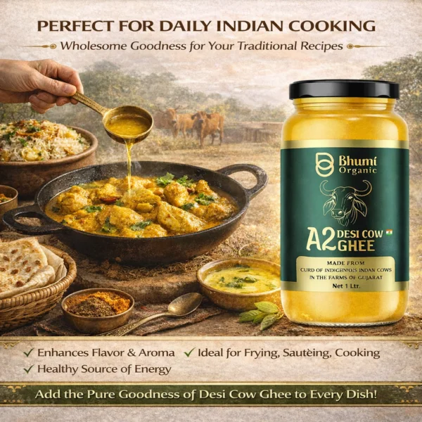 Desi Cow A2 Bilona Ghee Made from Curd | 1 LTR | Traditional Wooden Churned (12 month)