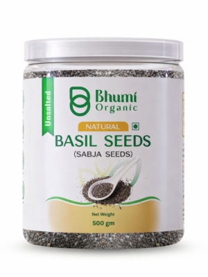 Bhumi Organic Basil Seeds (Sabja) 500g | Natural Coolant & Rich in Fiber