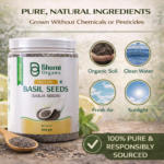 Bhumi Organic Basil Seeds (Sabja) 500g | Natural Coolant & Rich in Fiber