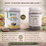 Bhumi Organic Basil Seeds (Sabja) 500g | Natural Coolant & Rich in Fiber