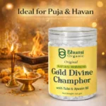 Bhumi Organic Natural Bhimseni Gold Divine Camphor with Tulsi & Ajwain Oil – 250 g