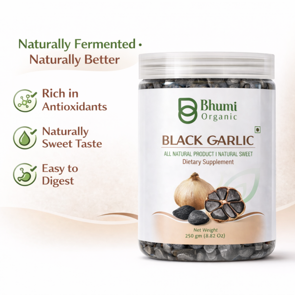 Bhumi Organic Fermented Black Garlic | 500g | Aged Superfood for Heart & Immunity