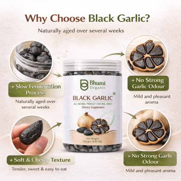 Bhumi Organic Fermented Black Garlic | 500g | Aged Superfood for Heart & Immunity