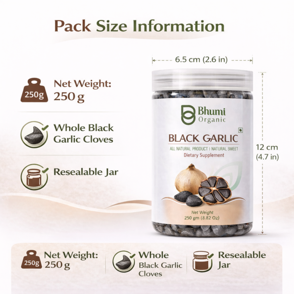 Bhumi Organic Fermented Black Garlic | 500g | Aged Superfood for Heart & Immunity