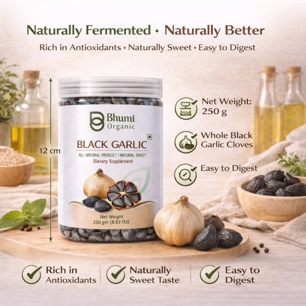 Bhumi Organic Fermented Black Garlic | 500g | Aged Superfood for Heart & Immunity