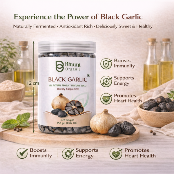 Bhumi Organic Fermented Black Garlic | 500g | Aged Superfood for Heart & Immunity