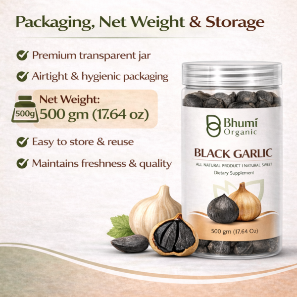 Bhumi Organic Black Garlic Fermented Single Clove | 1 kg | Aged Himalayan Superfood