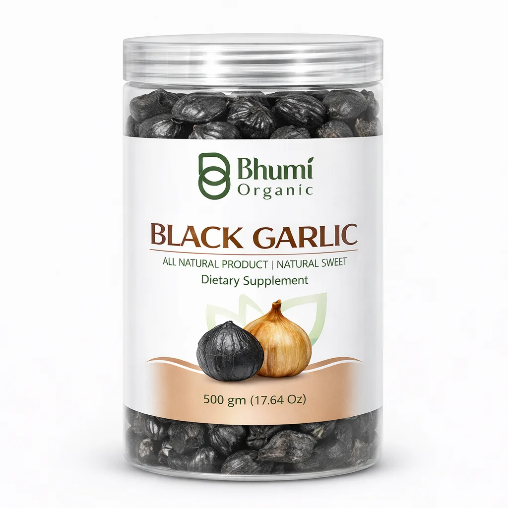 Bhumi Organic Black Garlic Fermented Single Clove | 500g | Aged Himalayan Superfood