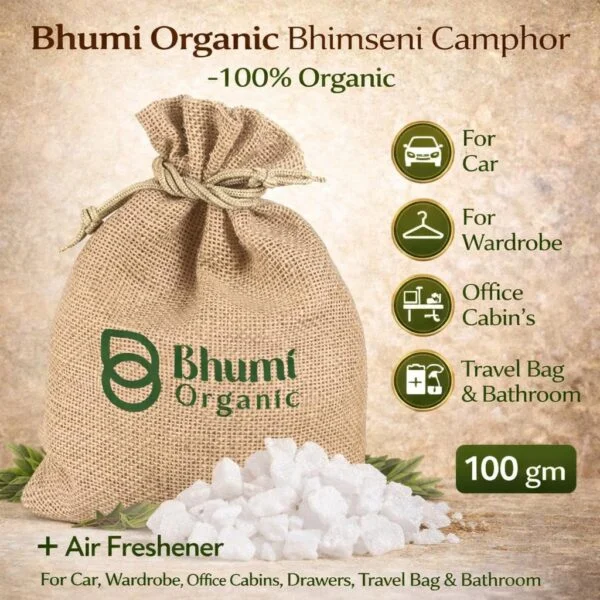 Bhimseni Camphor 100gm (Pack Of 4) – 100% Organic Kapoor for Car, Wardrobe, Office & Bathroom | Natural Air Freshener | Long Lasting Fragrance | Pooja & Home Use