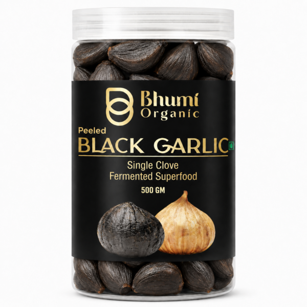 Bhumi Organic Black Garlic Fermented Single Clove | 500 GM | Aged Himalayan Superfood