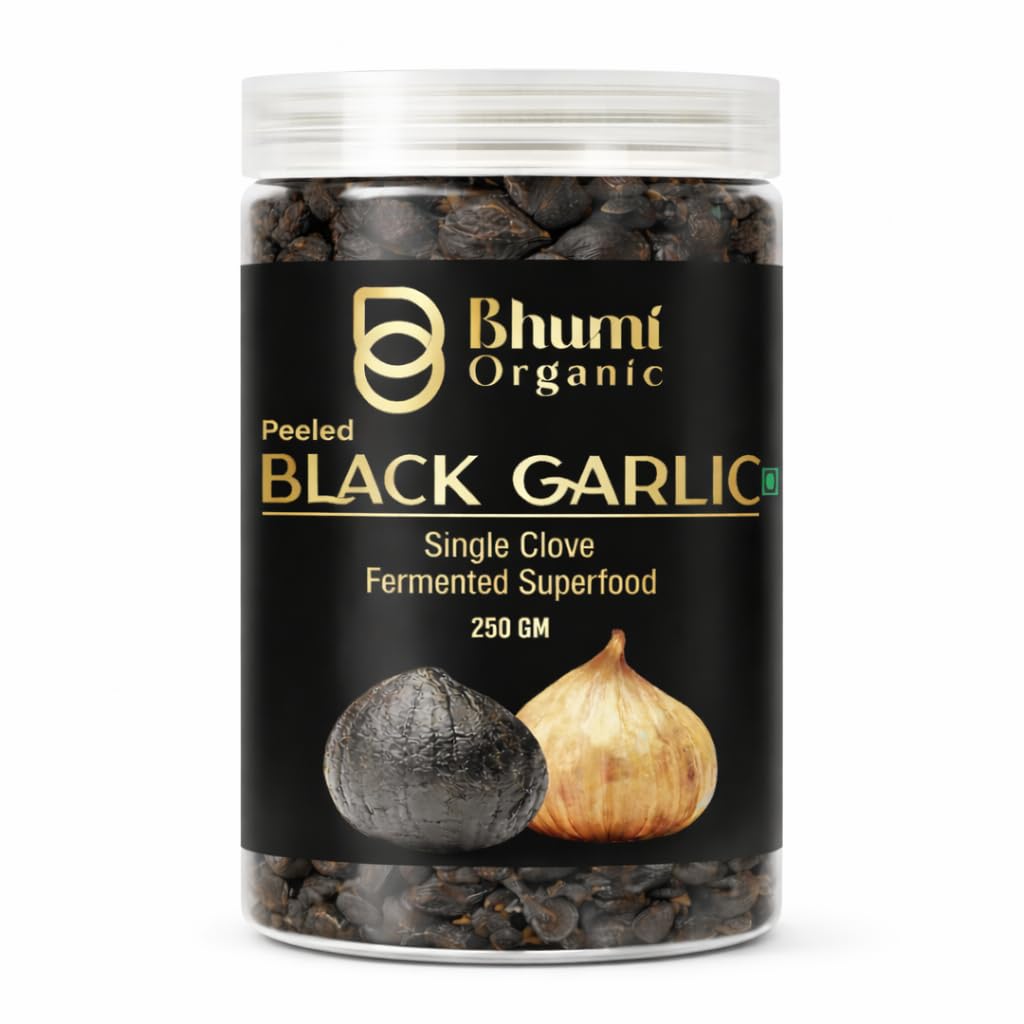 Bhumi Organic Black Garlic Fermented Single Clove | 250 GM | Aged Himalayan Superfood